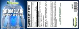 Label for Mega Bromelain 850 mg 600 g.d.u.