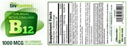 Label for B12 1000 mcg Sublingual