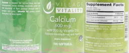 Label for Calcium 600 mg