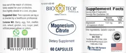 Label for Magnesium Citrate