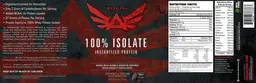 Label for 100% Isolate Cookies & Cream