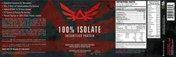 Label for 100% Isolate Chocolate Milkshake