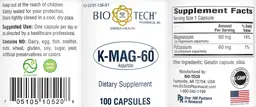 Label for K-MAG-60