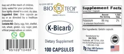 Label for K-Bicarb