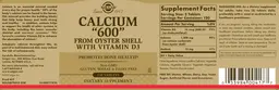 Label for Calcium "600" from Oyster Shell with Vitamin D3