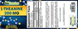 Label for L-Theanine 200 mg