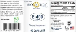 Label for E-400 Clear
