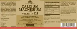 Label for Calcium Magnesium with Vitamin D3