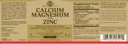 Label for Calcium Magnesium plus Zinc