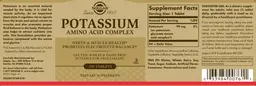Label for Potassium Amino Acid Complex
