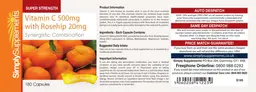 Label for Vitamin C 500 mg with Rosehip 20 mg