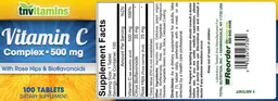 Label for Vitamin C Complex 500 mg