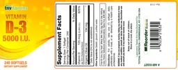 Label for Vitamin D-3 5000 IU