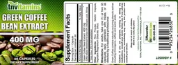 Label for Green Coffee Bean Extract 400 mg