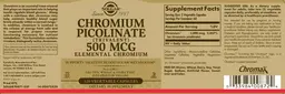Label for Chromium Picolinate (Trivalent) 500 mcg