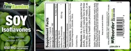 Label for Soy Isoflavones 650 mg
