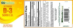 Label for Vitamin D-3 5000 IU