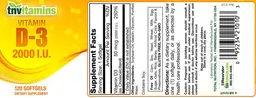 Label for Vitamin D-3 2000 IU