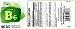 Label for B6 100 mg