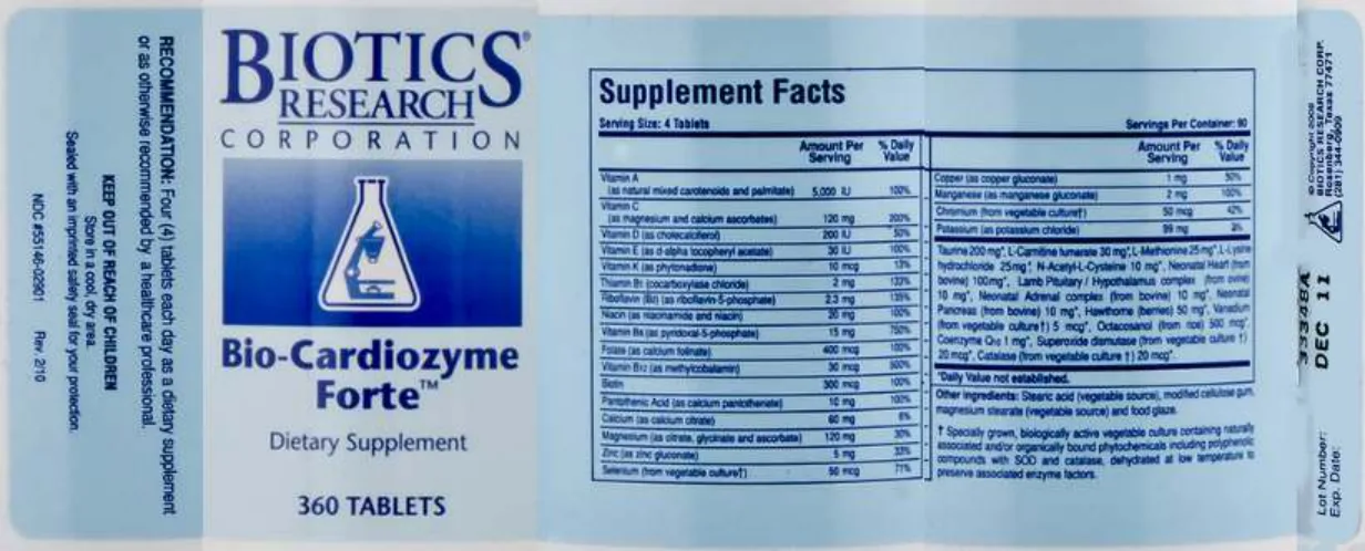 Label for Bio-Cardiozyme Forte