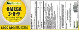 Label for Omega 3-6-9 1200 mg