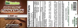 Label for High Potency Cinnamon 1,500 mg