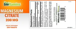 Label for Magnesium Citrate 200 mg