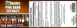 Label for Pine Bark Extract 150 mg