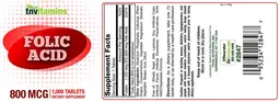 Label for Folic Acid 800 mcg