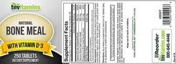Label for Natural Bone Meal