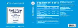 Label for Calcium Citrate plus Magnesium & Vitamin D