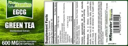 Label for Green Tea 600 mg