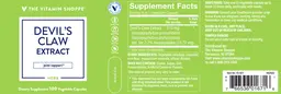 Label for Devil's Claw Extract