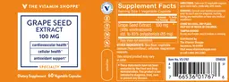 Label for Grape Seed Extract 100 mg
