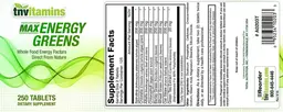 Label for Max Energy Greens