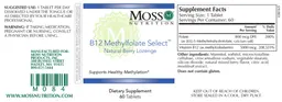 Label for B12 Methylfolate Select Natural Berry Lozenge