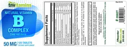 Label for Natural Vitamin B Complex 50 mg