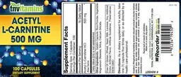 Label for Acetyl L-Carnitine 500 mg