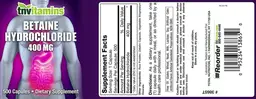 Label for Betaine Hydrochloride 400 mg