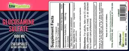 Label for Glucosamine Sulfate 1000 mg