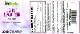 Label for Alpha Lipoic Acid 200 mg