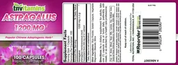 Label for Astragalus 1200 mg