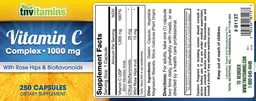 Label for Vitamin C Complex 1000 mg
