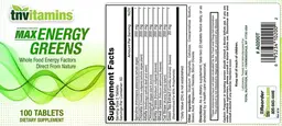 Label for Max Energy Greens