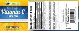 Label for Time Release Vitamin C 1000 mg
