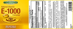 Label for Natural Vitamin E-1000 Complex