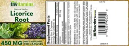 Label for Licorice Root 450 mg
