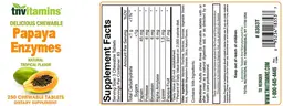 Label for Delicious Chewable Papaya Enzymes Natural Tropical Flavor