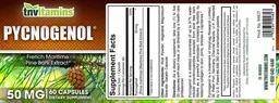Label for Pycnogenol 50 mg