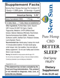Label for Better Sleep Oral Spray Fruity